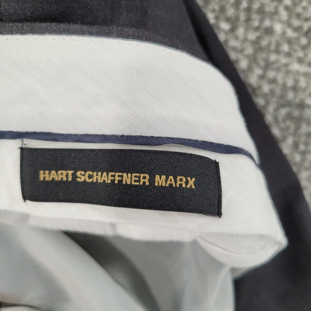 Hart Schaffner Marx Mens 42x29 Charcoal Gray 100% Wool Pleated Cuffed Dress Pant